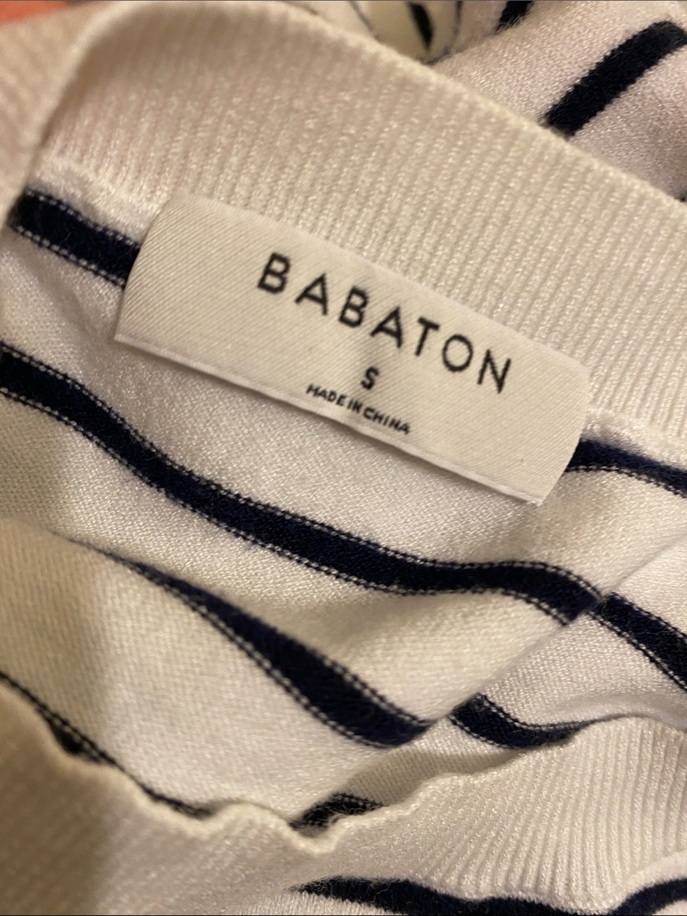 Babaton White and Navy Striped Crewneck Sweater. Size S - Picture 3 of 7